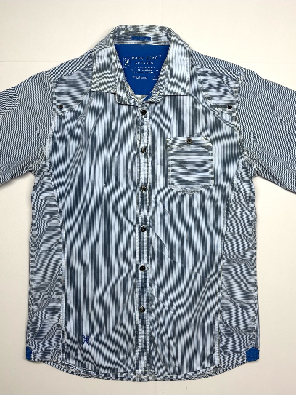 Marc Ecko Light Blue Striped Men's Button-Up Shirt